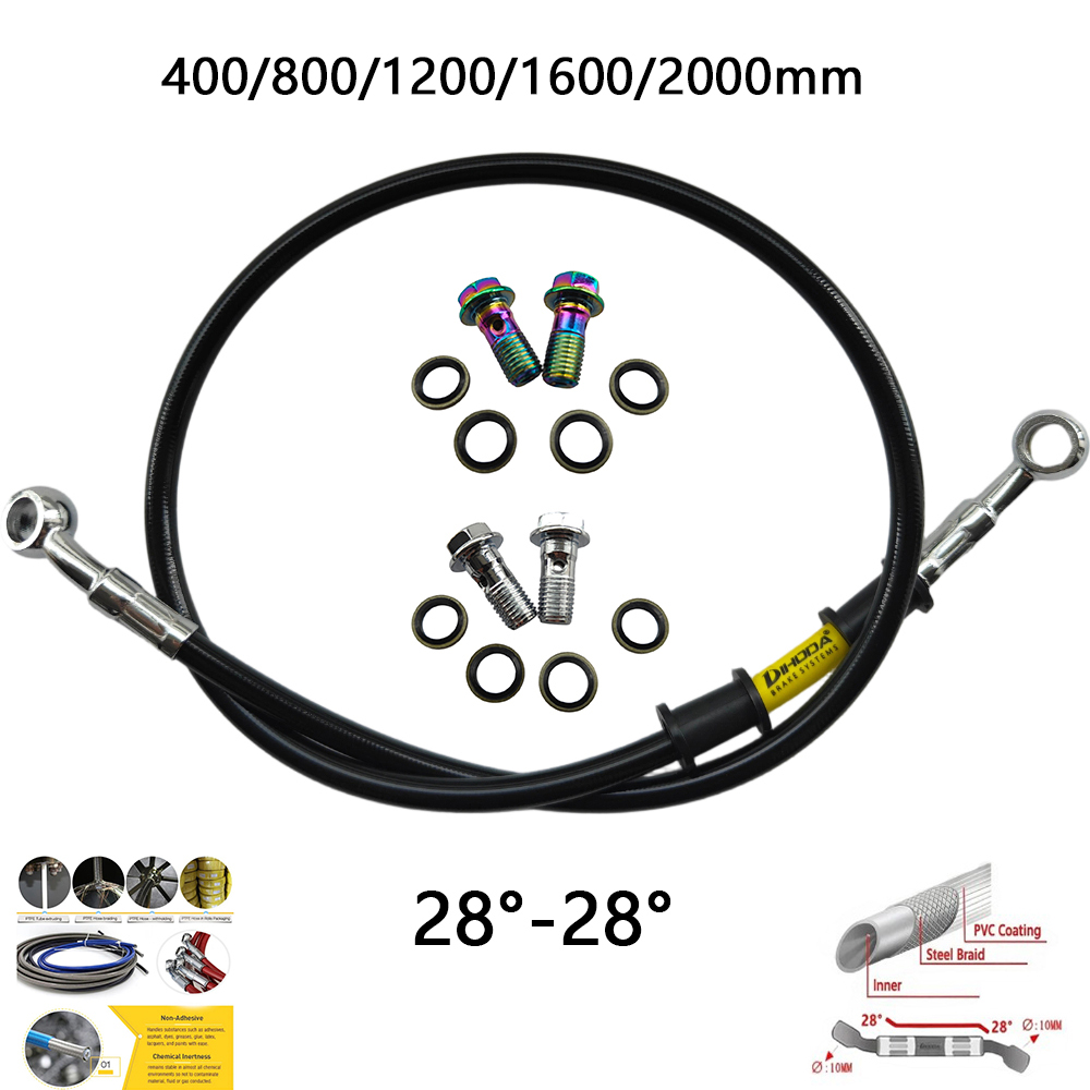 Motorcycle Brake Cable - 28 ° -28 ° Siyah Örgülü